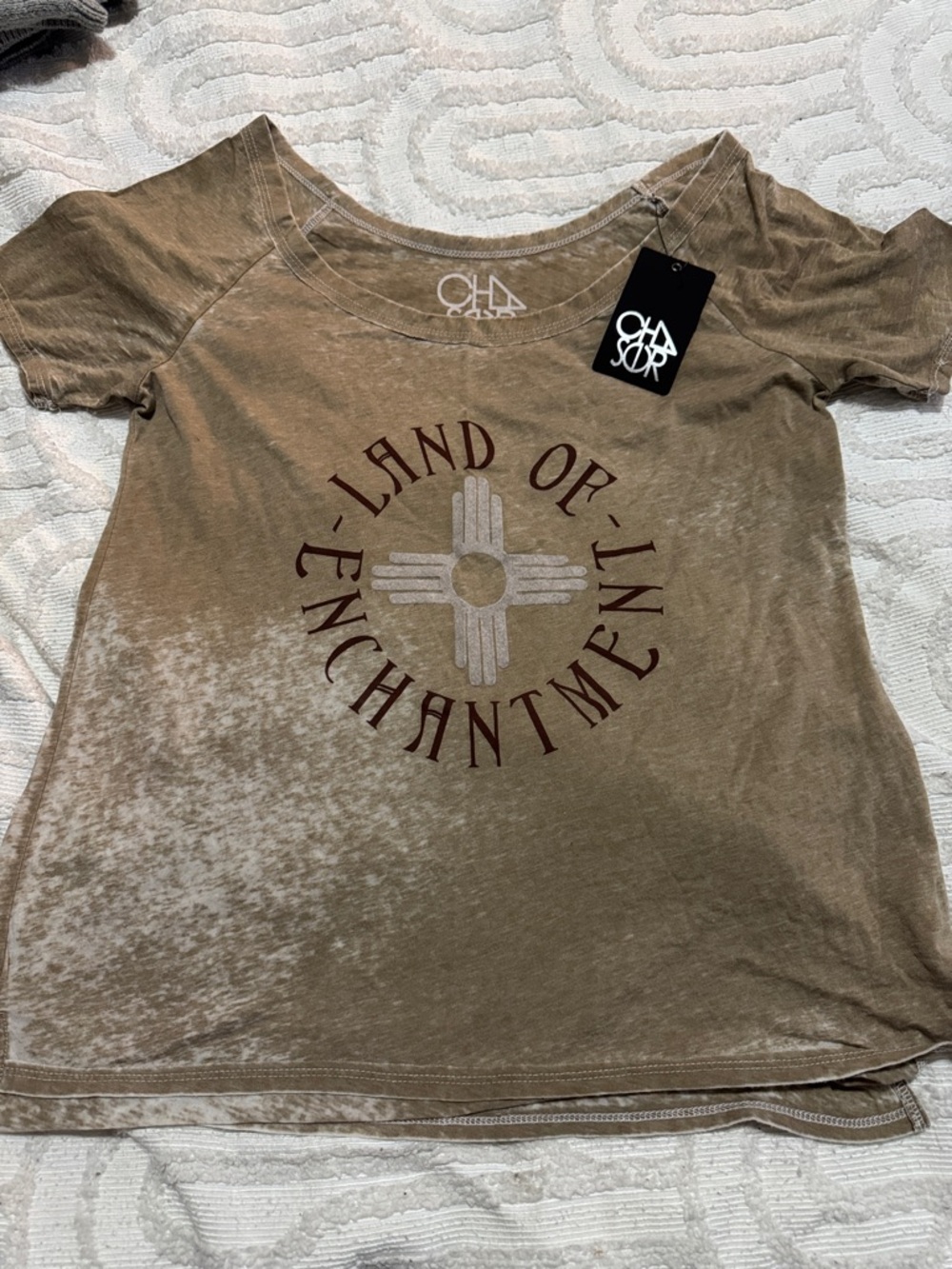 Chaser Taupe Graphic Tee with Maroon 'Land of Enchantment' Print